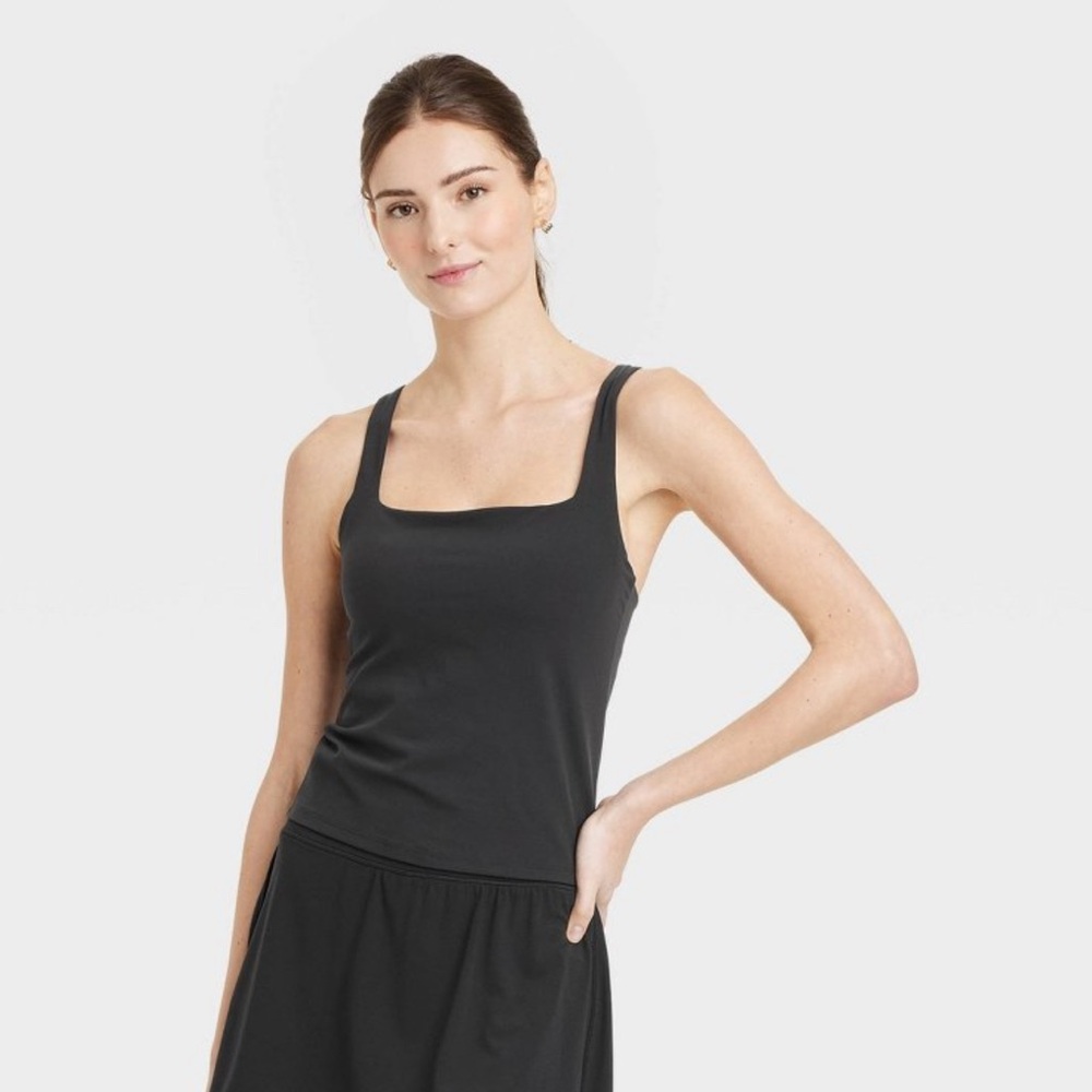 Women’s Everyday Square neck Black Tank Top
